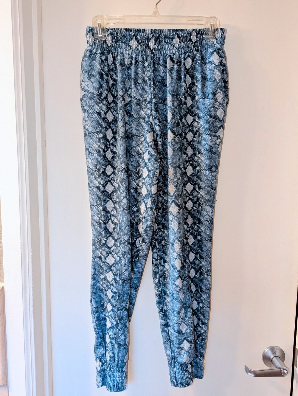 AQUA Blue Snake-Print Jogger Pants